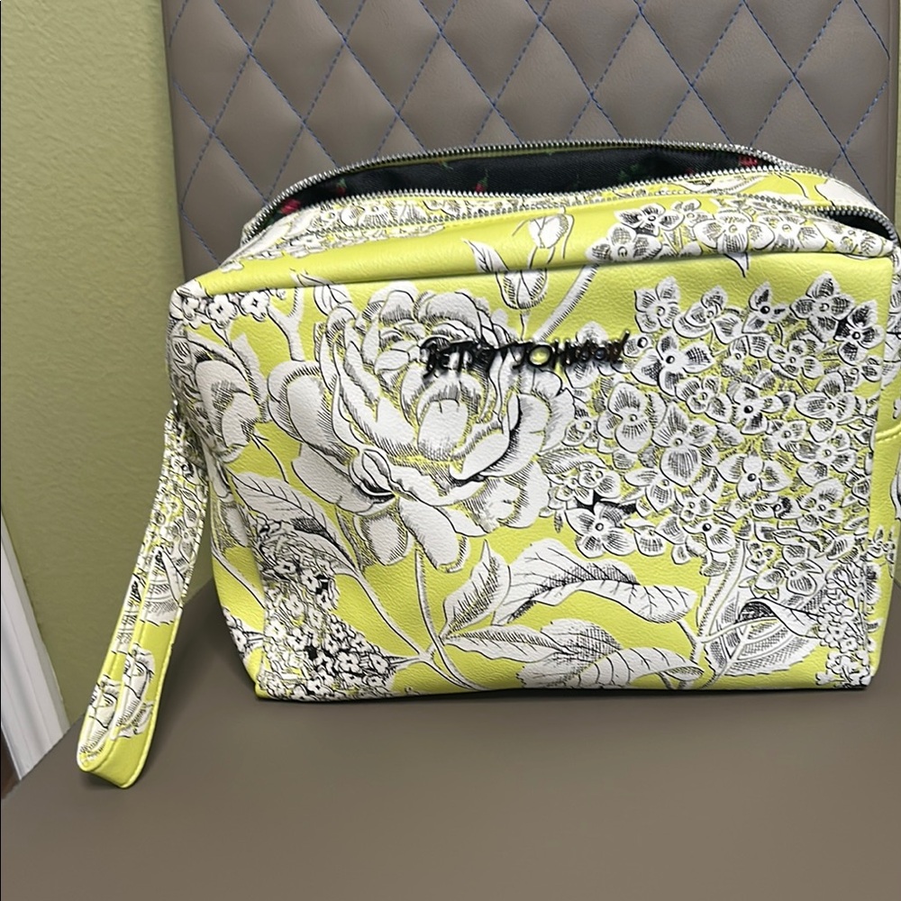 Betsy Johnson Floral Yellow Wristlet  large Clutch travel